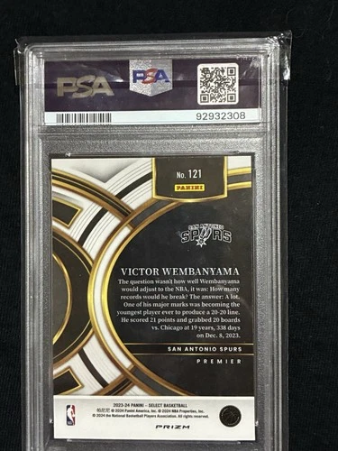 2023-24 Panini Select Victor Wembanyama RC Premier Tectonic Prizm #121 PSA 10