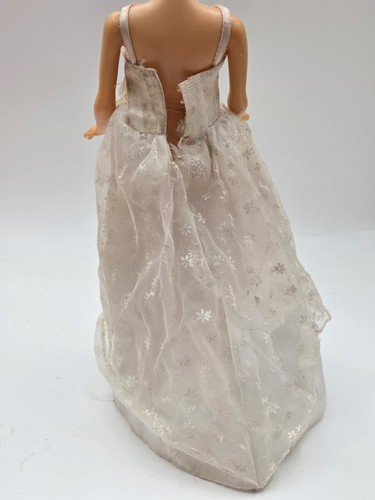 Vintage Barbie Doll Clothes White Lace Wedding Gown Flower Daisy Print Tlc - Picture 6 of 14