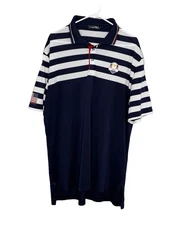 Ralph Lauren RLX 2018 Ryder Cup Blue White Stripe Polo Shirt XL Active Golfing