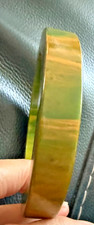 Beautiful Vintage Bakelite Bangle Bracelet Marbled Spinach Green & Yellow