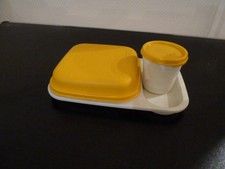 Tupperware Brotzeit/Picknickteller Becher Deckel Serviertablett 4TLg. RaR*Orange