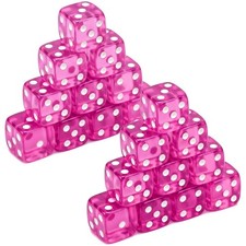 20 Piece 19 mm Casino Style Dice Set, Acrylic Translucent D6 Dice with Square...