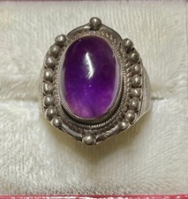 Vintage Sterling Silver Purple Amethyst Band Ring Size 7.75