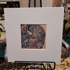 BUFFALO Art Artist PRINT Matted To 8x8 inch  Frame Size 
