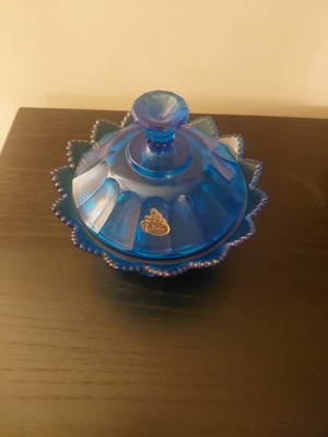   vintage Fenton Valencia Colonial Purple Carnival Glass Candy Dish A33