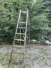 VINTAGE WOODEN STEP LADDER DISPLAY 6 FOOT RUSTIC PROP