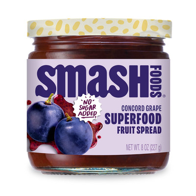 Smash Foods, Grape Jam, No Sugar Added, Low-Calorie, Vegan 1 Jar