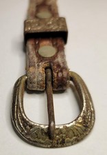 Western Belt Buckle Child's Brown Tooled Leather Keeper Distressed Repair Craft