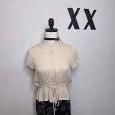 Rollas 90s Sheer Pink Hook Front Blouse • Fairycore Whimsygoth Top Soft Girl S