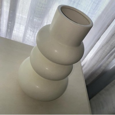 Brand New 3 Tier Retro Geometric Bubble Vase With Glazed Milk Finish Cottagecore