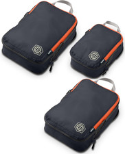Compression Packing Cubes Set Travel Organizer Lightweight Grey Orange