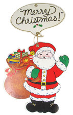 1989 Santa  Toys Heavy Cardboard Merry Christmas Display Hanging Vintage C7