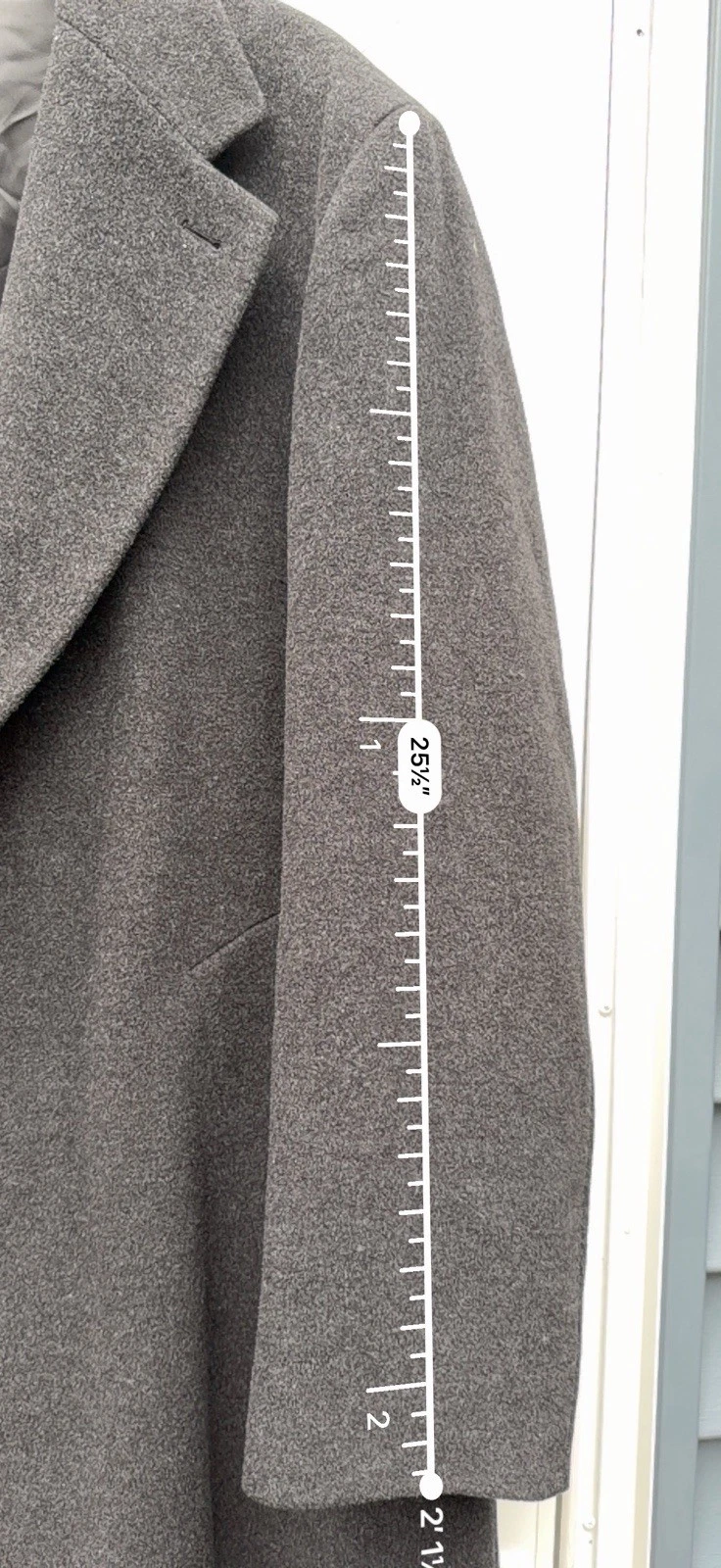 Vintage Hugo Boss Men's Gray Long Wool Overcoat Size 40L Lined Pockets Notch - product detail image 9