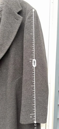 Vintage Hugo Boss Men's Gray Long Wool Overcoat Size 40L Lined Pockets Notch image 9