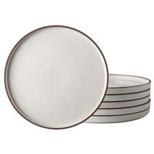 Dinner Plates,10.75 Inch Ceramic Flat Plates Set of 6,High Edge Modern plates...