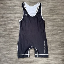 Men’s TAKEDOWN Black Wrestling SingletXL  w Matman XL wrestling briefs. 
