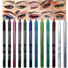 12-Piece Gel Glitter Eyeliner Set Waterproof, Smudge-Proof, Colorful Pencils