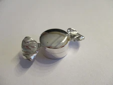 Sterling silver pill box toffee style round soild 925 smooth on top Small