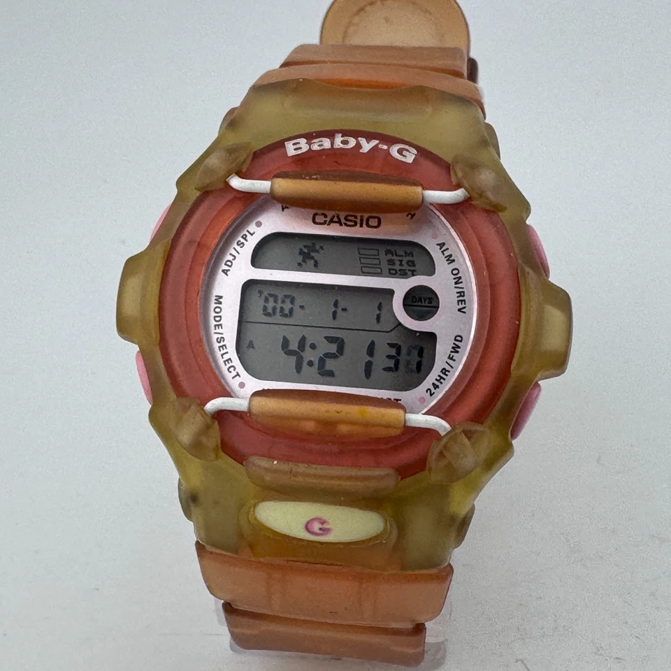 Relógio cronógrafo alarme digital CASIO Baby-G BG-154 feminino menino 100m rosa nova bateria - Imagem 2 de 4