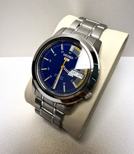 Seiko 5 Men's Automatic Wristwatch Blue Dial Day/Date Stainless Steel Bracelet