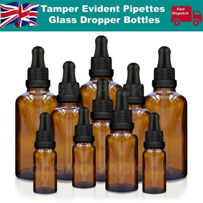1X/5X Braunglas Tropfflaschen mit Pipette Augentropfen Öle Aromatherapie