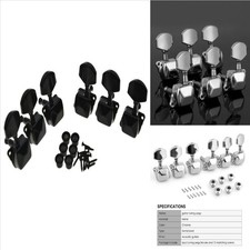 Metal Acoustic Guitar String Tuning Pegs Machine Heads Tuners 3R3L Chrome/Black