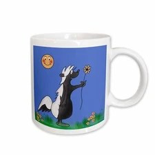 3dRose Cute cartoon skunk picking flowers for his date with a sun smiling approv