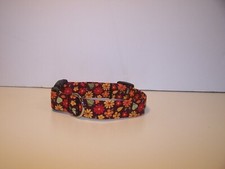 Wet Nose Designs Sweet Fall Leaves Flowers Dog Collar on Brown Harvest Autumn