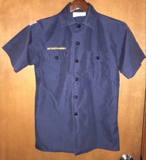 Youth Large Vintage BSA Boy Scouts of America Short Sleeve Shirt USA Navy Blue