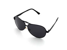 Polarized Mercedes Benz Metal Aviator Sunglasses Black Frame Smoke Lens MB12