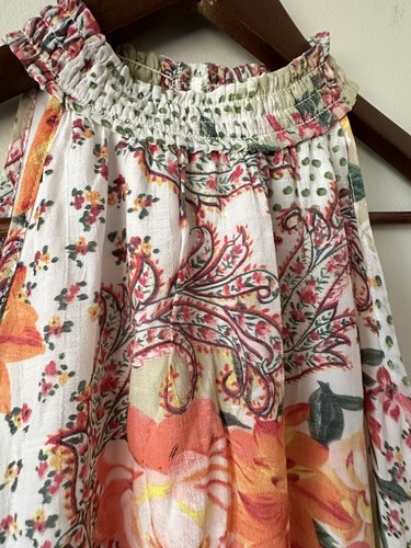 Mlle Gabrielle Summer Dress Women Small Colorful Floral Paisley Patchwork Lined