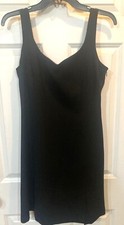 Vintage Gillian 100% Wool Little Black Dress Retro Sleeveless Knee Length Size 6