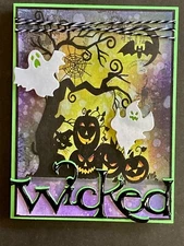 Halloween - Bugaboo Creepy Tree and Pumpkins - Handmade card By DEE