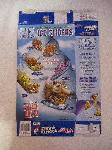 Kelloggs Frosted Flakes Cereal-Ice Age 2-Ice Slider-Empty Flat Box -2006 - Picture 2 of 2