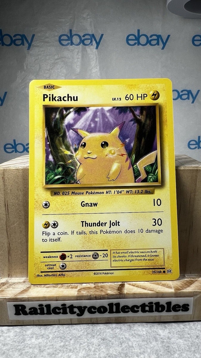 Rare Pikachu Basic Pokemon card 35/108 LV 12 60HP - 2016 | eBay Rare Pikachu Basic Pokemon card 35/108 LV 12 60HP - 2016 | eBay