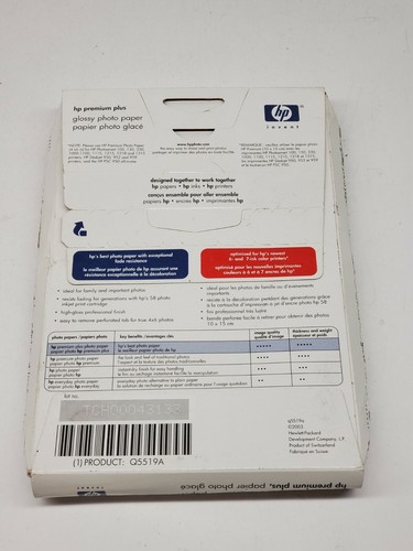 HP Photo Paper | Glossy | 4x6 | Q5519A | 45 Sheets ~3042 - Picture 2 of 2