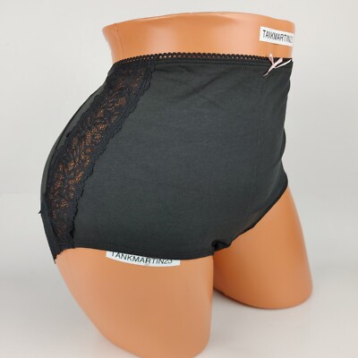 LANE BRYANT CACIQUE PLUS COTTON FULL BRIEF 18/20 PANTY SOLID BLACK LACE HIPS