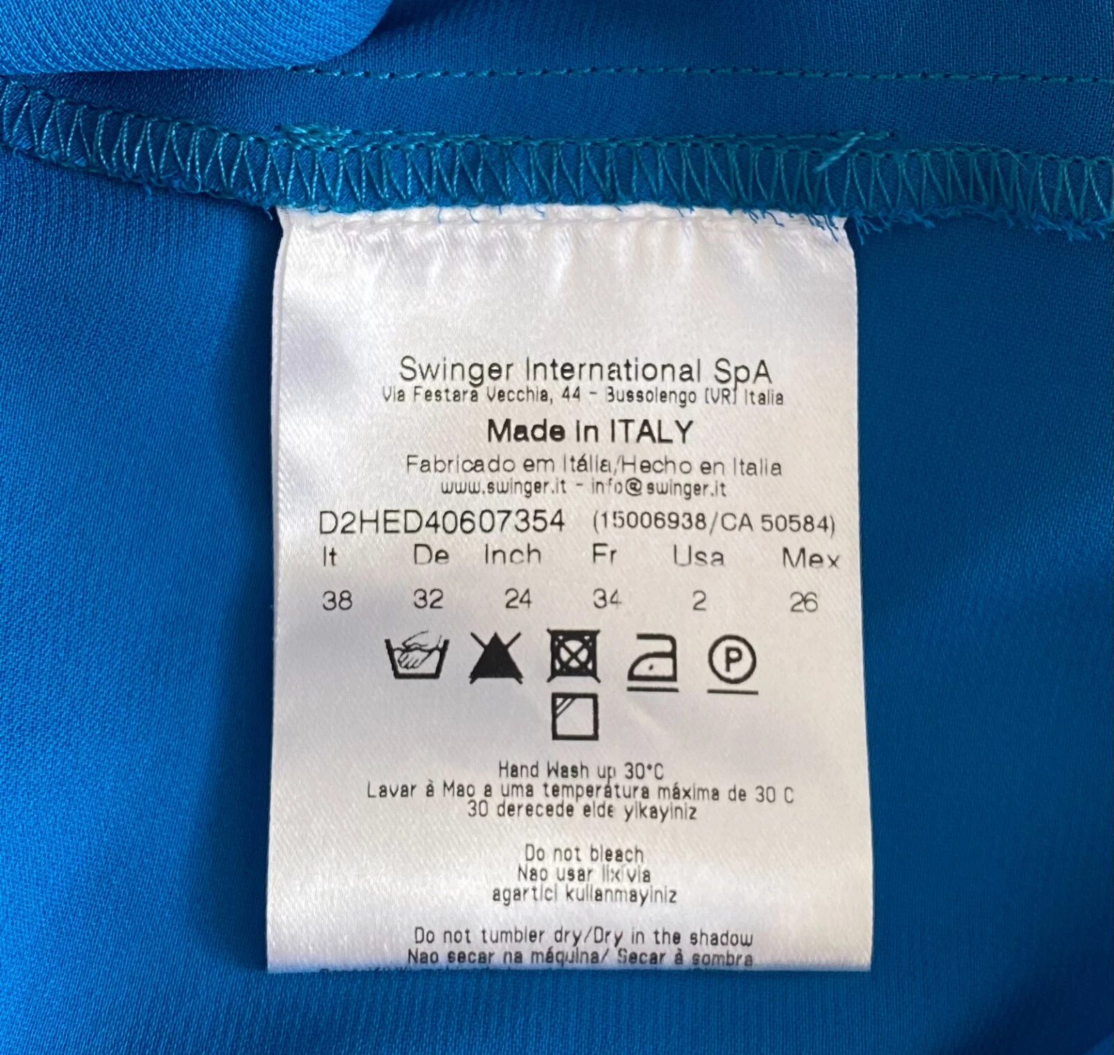 Nuovo con etichette! NUOVO! Autentico Abito Turchese Pizzo VERSACE JEANS IT 38 US 2 (S)