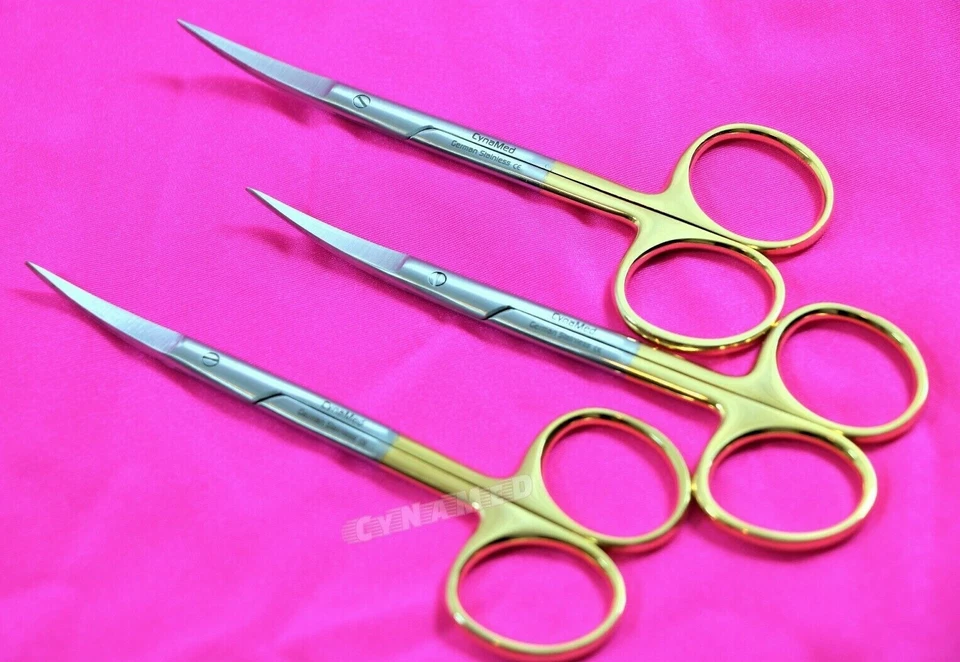 NUEVO 5 EA Premium ALEMÁN TC Iris Tijeras 4.5" Instrumentos Dentales Quirúrgicos Curvos Foto 2 de 4