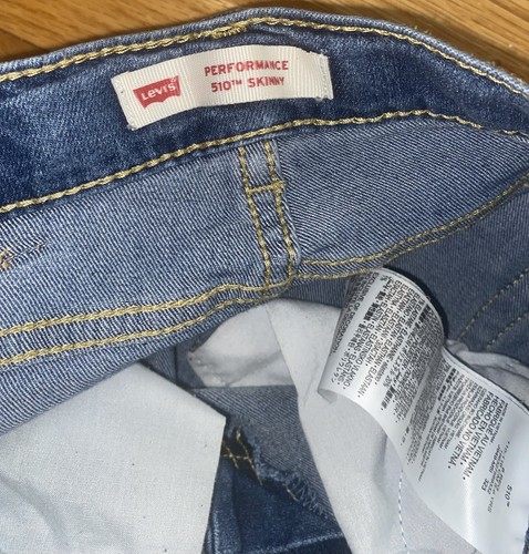 Levis 510 Skinny Jeans Boys Size 5-6 Adjustable Waist Blue Denim - Picture 4 of 5