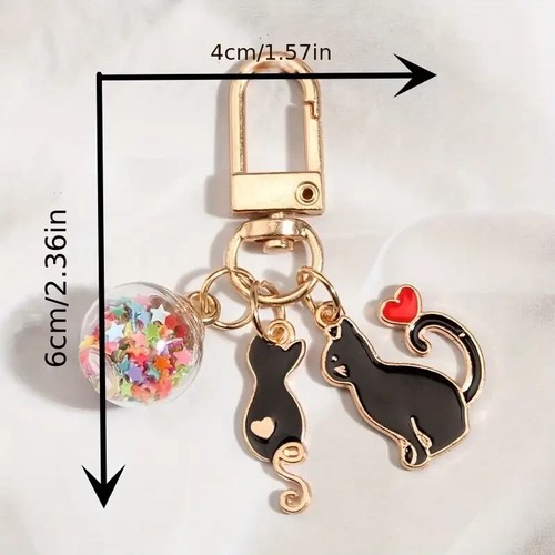Cat Keychain Cute Animal Key Ring Purse Handbag Car Charm Phone Pendant Gift - Picture 3 of 3