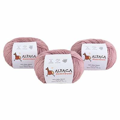 100% Baby Alpaca Yarn Wool Set of 3 Skeins Lace Worsted Bulky/Chunky Weight