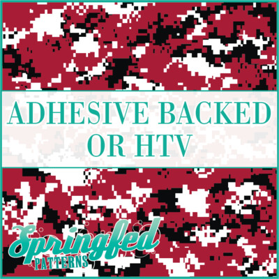 Digital CAMO in Maroon, Black White Adhesive Vinyl or HTV Heat