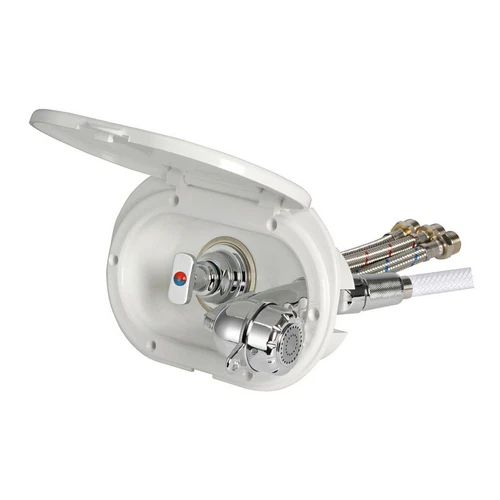 Oval shower box white PVC hose 2.5 m Shower rear outlet - 1 PC Osculati  - 15.2