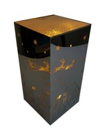 Led Windlicht Metall Quader Haus Mit Schlitten Silber 85501-19 Weihnachten Deko