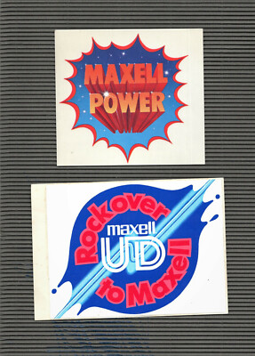 2 alte Werbe Aufkleber -- MAXELL UD -- POWER - autocollant - sticker, top    #30