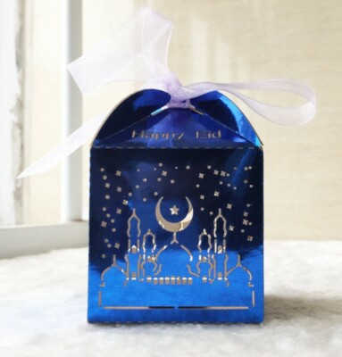 2 x Piece Most beautiful Glossy Eid Mubarak Laser cut Box(12 x 12 x 19.5cm BIG) 