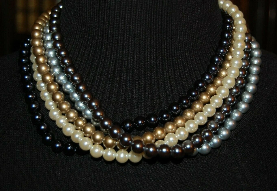 ELEGANTE COLLAR GARGANTILLA JOAN RIVERS ALTA COSTURA PERLAS DE IMITACIÓN MULTICOLORES Foto 2 de 4