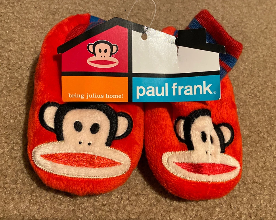 Zapatos para el hogar Paul Frank para niños suela de agarre de goma nuevos rojos para niños pequeños talla 7/8 con etiqueta  Foto 2 de 4