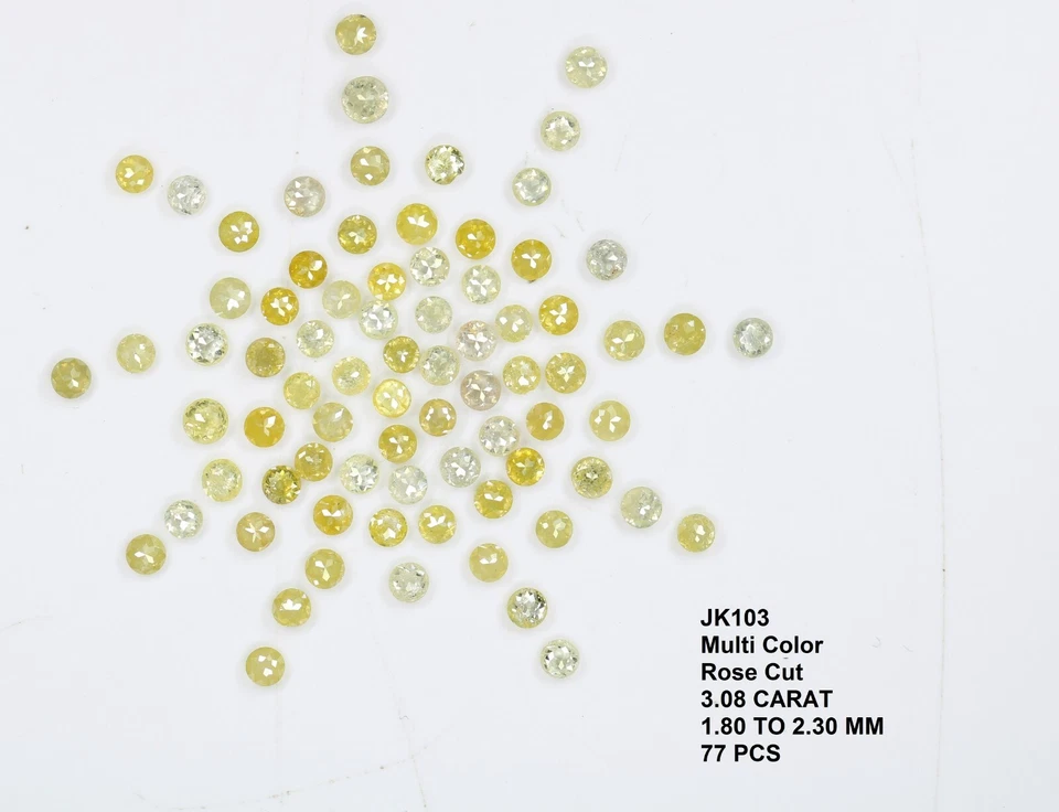 3.08 CT Round Rose Cut 1.80 To 2.30 MM Multi Diamond Lot For Designer Jewelry  - Image 2 of 4
